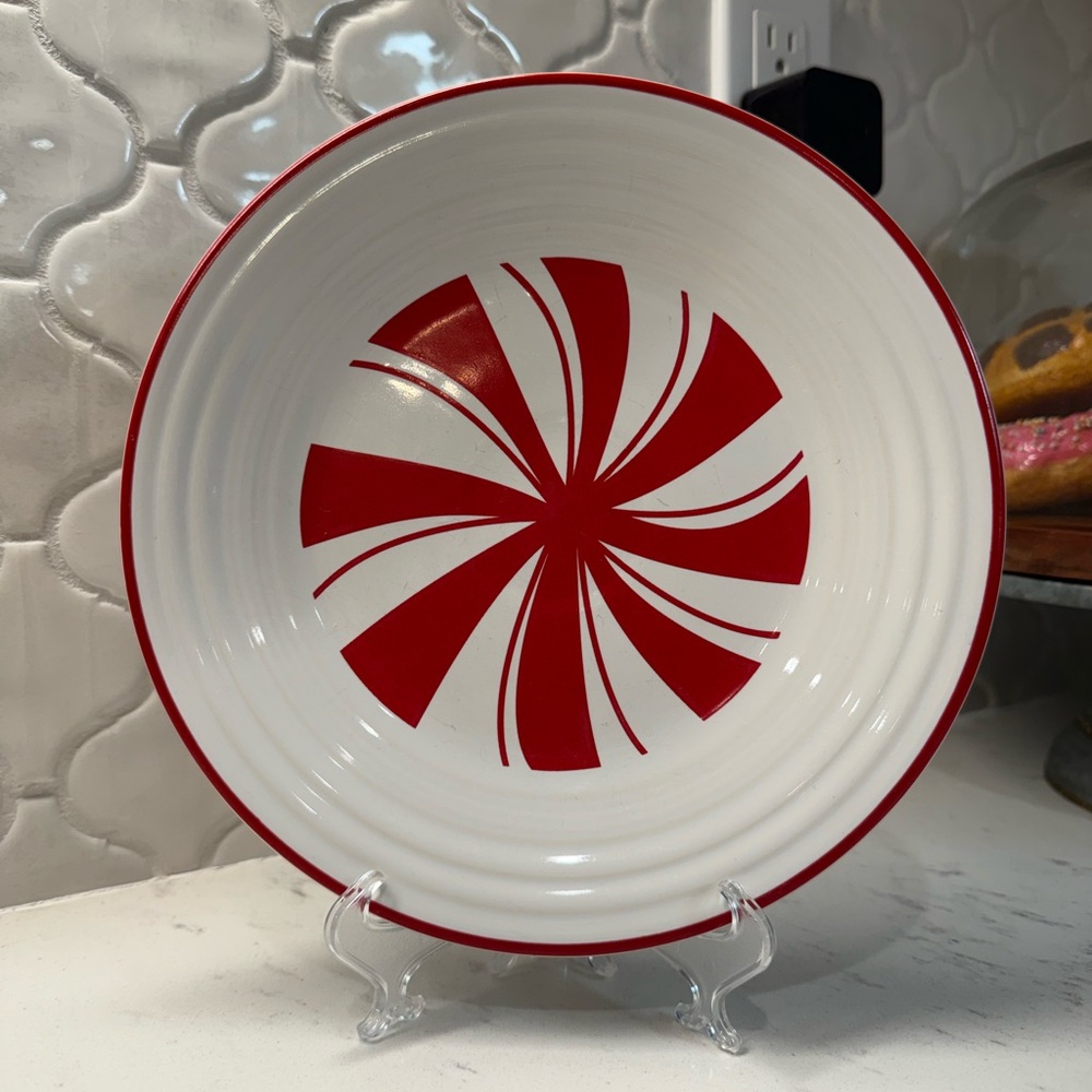 Peppermint Swirl Fiestaware Luncheon Plate - White & Red